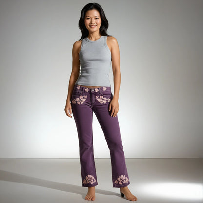 Aloha Hibiscus Hand-Bleached Gloria Vanderbilt Amanda Jeans - REPURPOSED