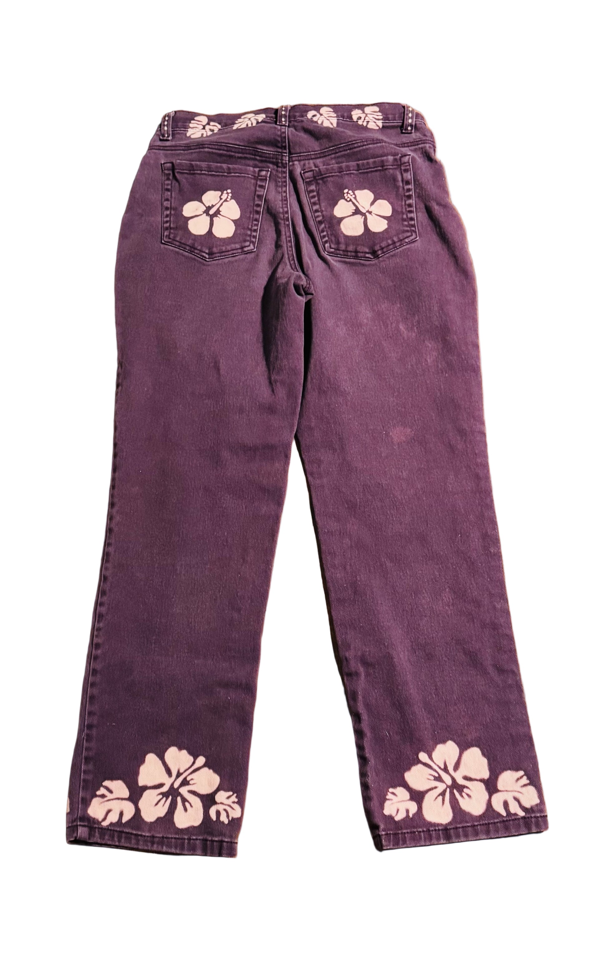 aloha-hibiscus-hand-bleached-purple-gloria-vanderbilt-amanda-jeans-denim2dye4