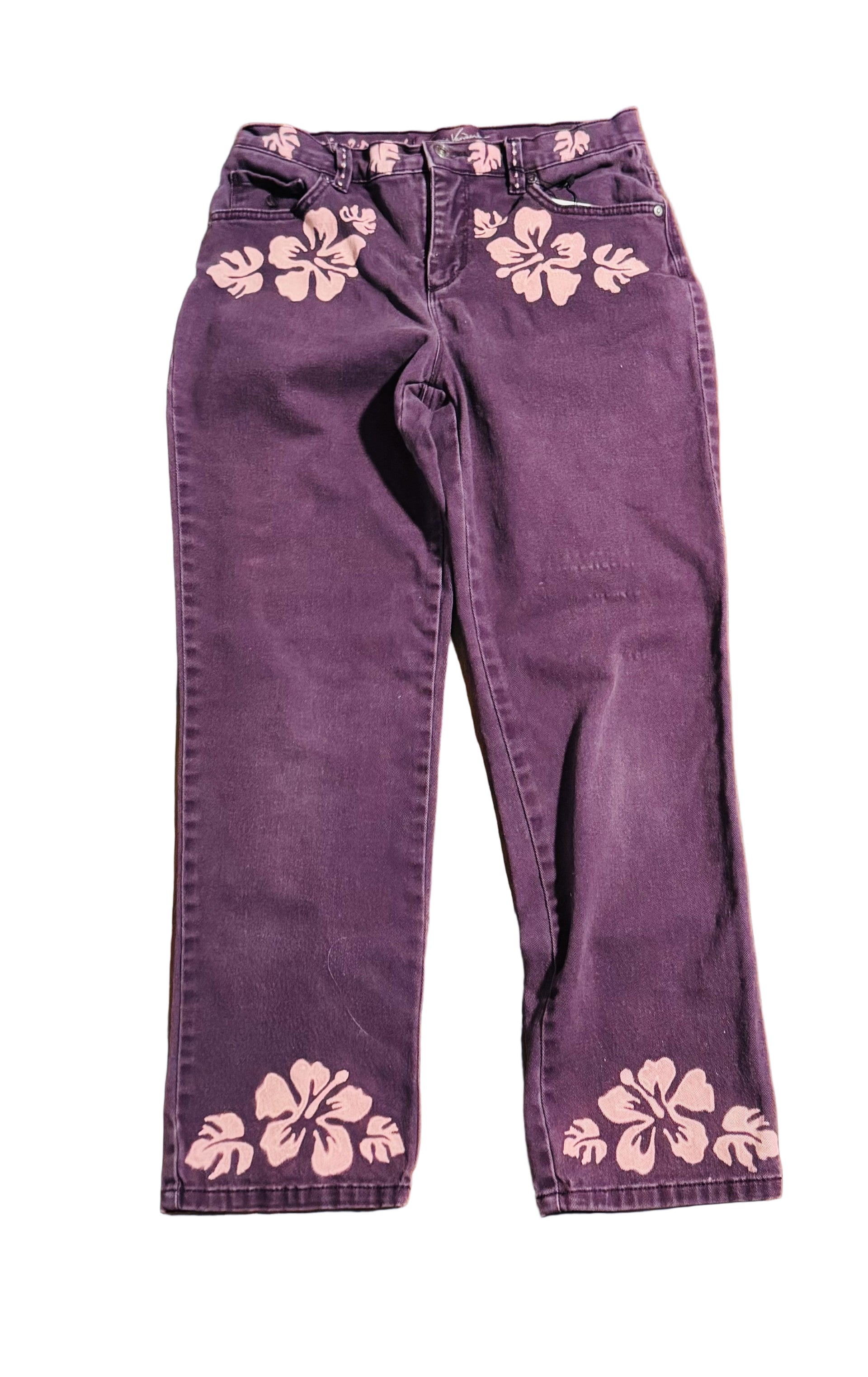 aloha-hibiscus-hand-bleached-purple-gloria-vanderbilt-amanda-jeans-denim2dye4
