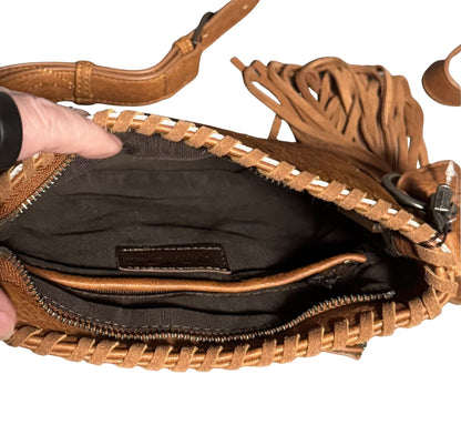 Sierra Fringe Cowhide Crossbody back view zip pocket concealed carry NSIDE