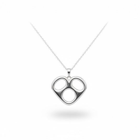 Sweetheart Pop Tab Necklace in 18K Gold or Silver Tone - Palladium