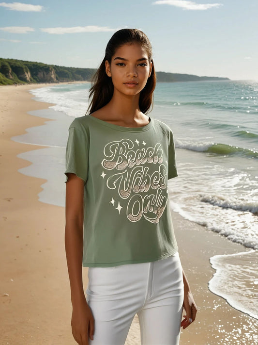 Beach Vibes Only  Cropped Tee