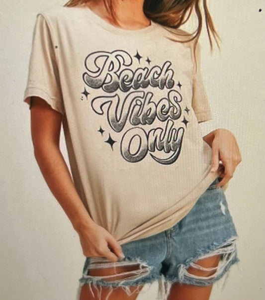 Beach Vibes Only Tan Tee