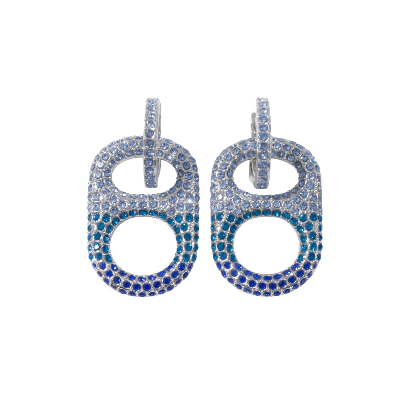 oastal Wave Ombre Pop Tab Earrings – ombre blue pop tab charm with rhinestone huggie hoop, trendy versatile coastal-chic jewelry