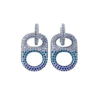 oastal Wave Ombre Pop Tab Earrings – ombre blue pop tab charm with rhinestone huggie hoop, trendy versatile coastal-chic jewelry