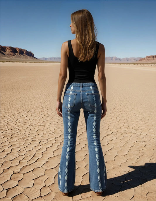 THE SOUTH WESTERN BELL - DOUBLE BUTTON MID SEAM CARGO POCKET JEAN YMI SIZE 5 - All other sizes sold. Can Make Custom.