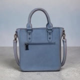 Jeanie Blue Floral Tooled Genuine Leather Tote & Crossbody Bag