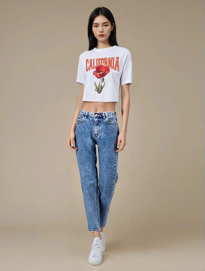 California Poppy White T-Shirt