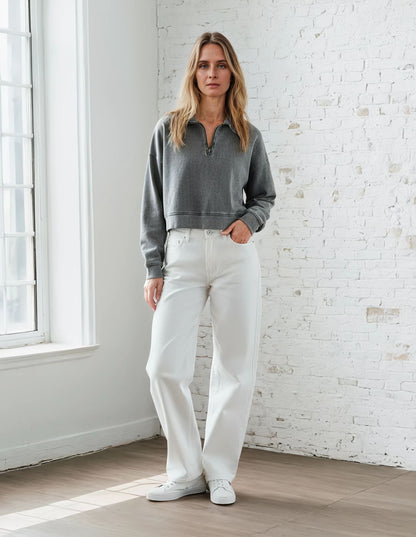 The Camron Denim Long Sleeve Half Zip Top / Jacket