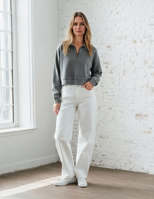 The Camron Denim Long Sleeve Half Zip Top / Jacket