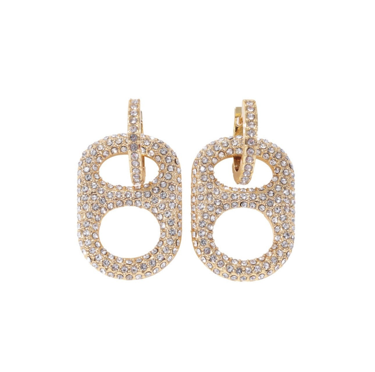 Luxe Sun Kissed Gold Pop Tab and Rhinestone Huggie Hoop Earrings with 18K gold coating on brass poptab by Tab~ulous