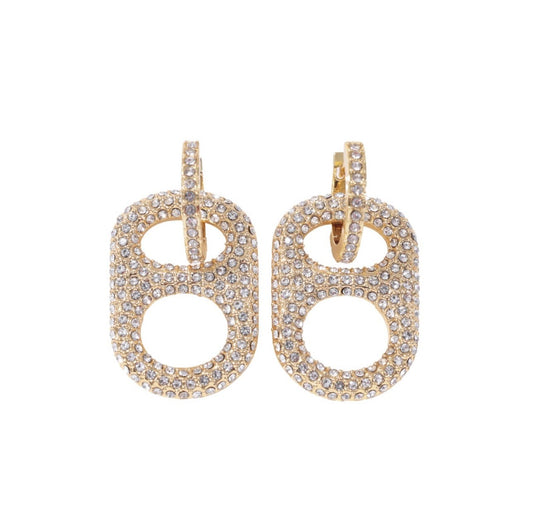 Luxe Sun Kissed Gold Pop Tab and Rhinestone Huggie Hoop Earrings with 18K gold coating on brasspoptab