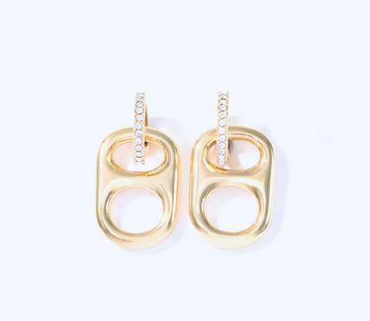 Luxe 18K Gold with Turquoise Stones Pop Tab Huggie Hoop Earrings by Tab~ulous™