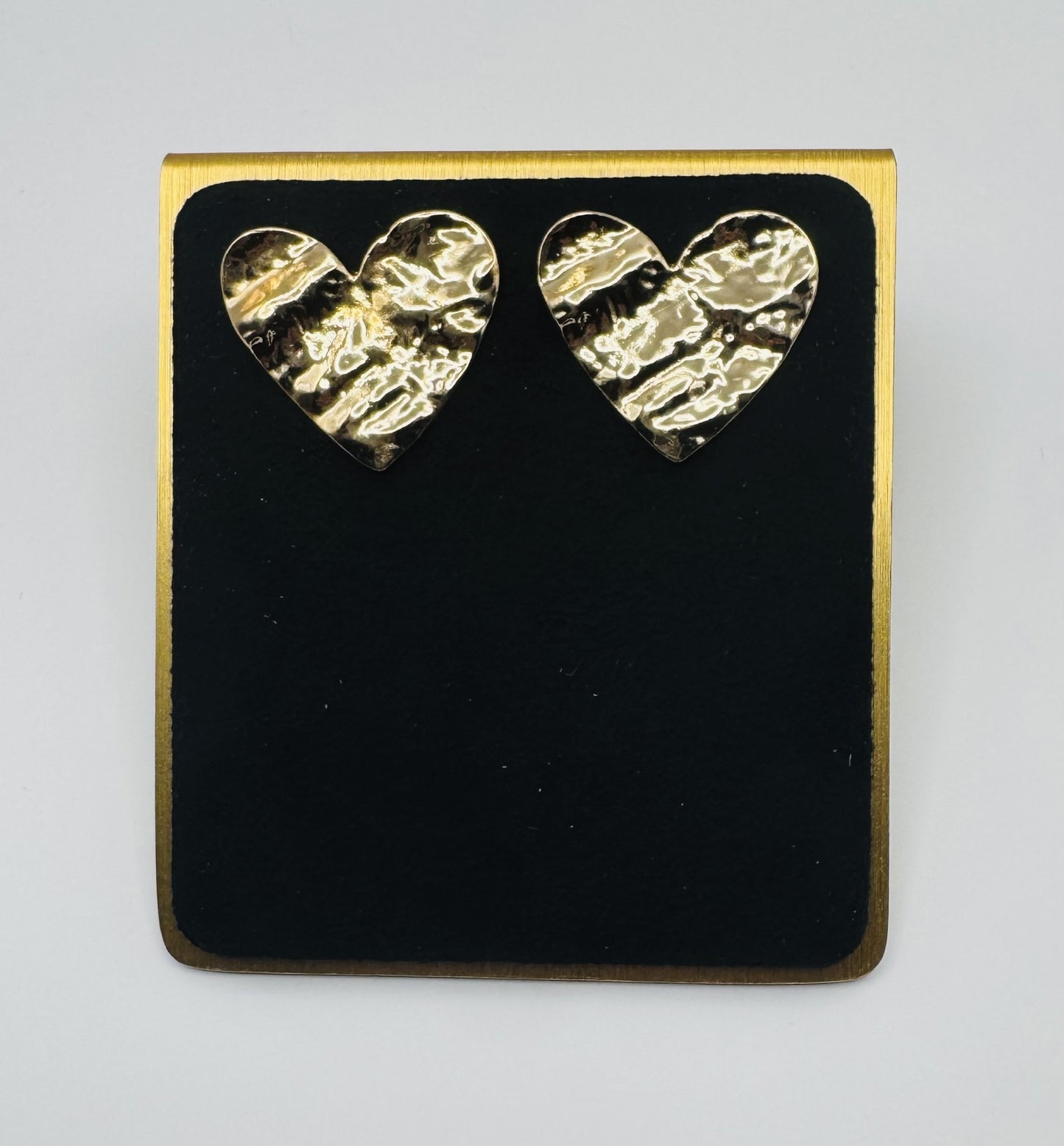 Heart Hammered Earrings in Gold or Silver