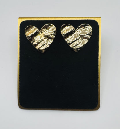 Heart Hammered Earrings in Gold or Silver
