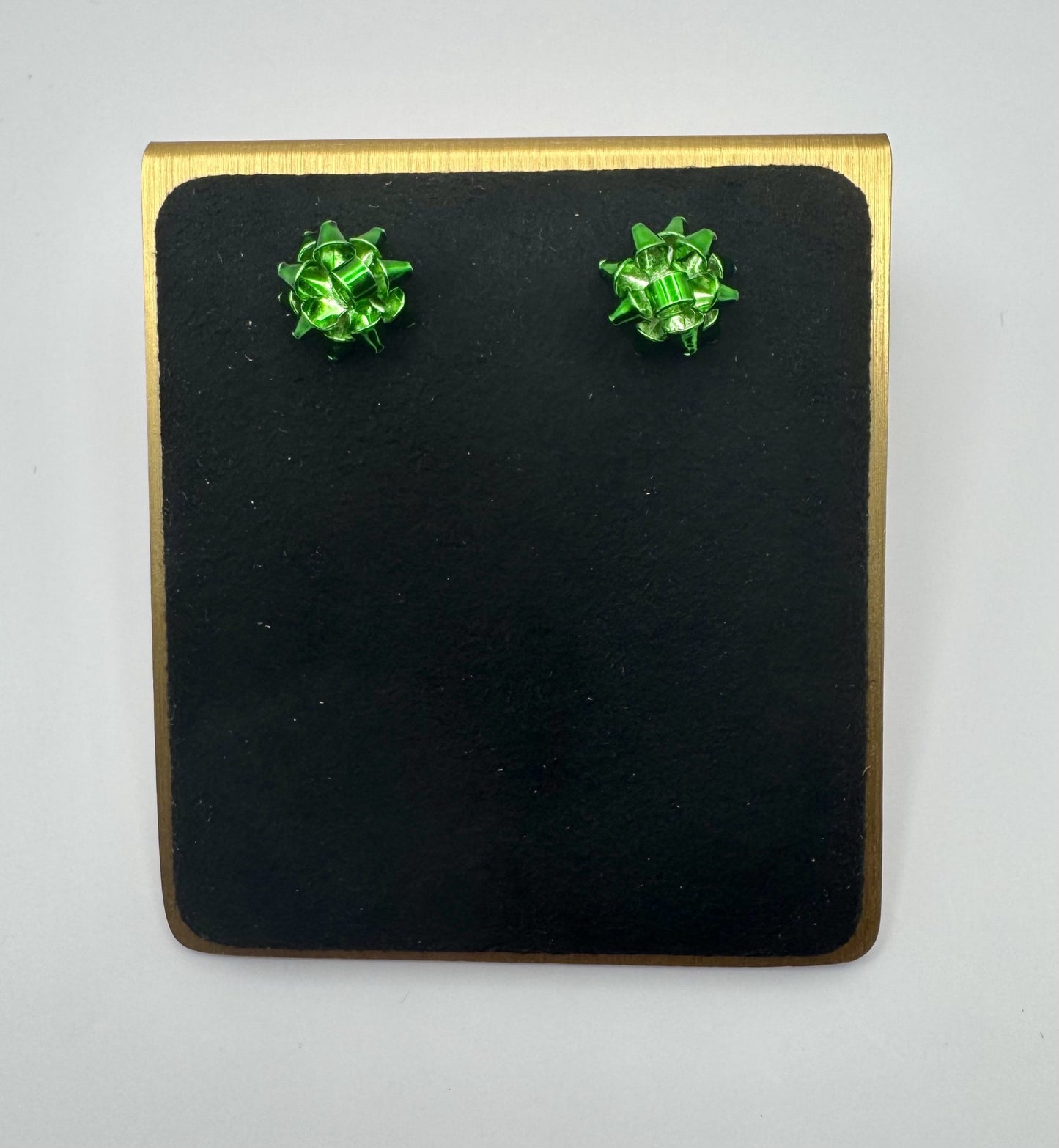Metallic Bow Post Earrings in Silver, Gold, Red and Green