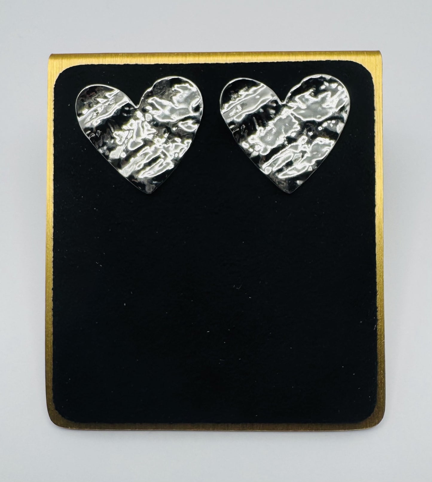 Heart Hammered Earrings in Gold or Silver