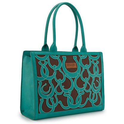 Turquoise horseshoe equestrian tote concealed carry western statement bag