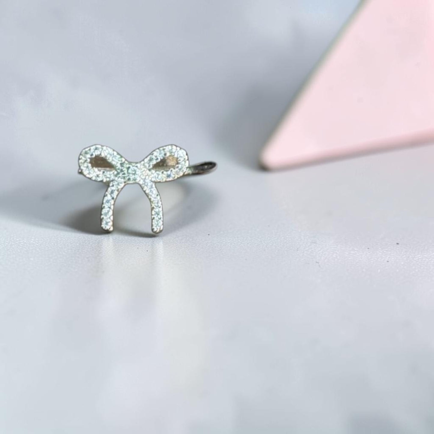 Bow Rhinestone Happpiness & Good Fortune Good Earth Adjustable Ring