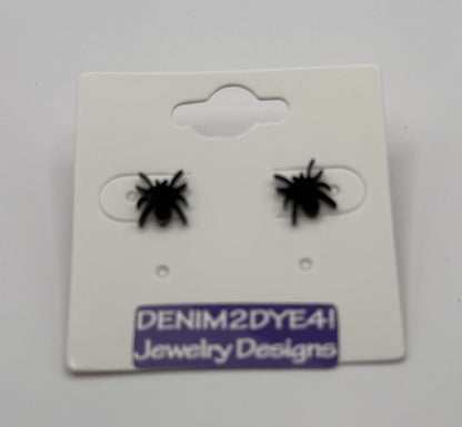 Spider Stainless Steel Post Earrings in Black, Gold, Silver – Hypoallergenic, Waterproof, Minimalist Statement Jewelry-black
