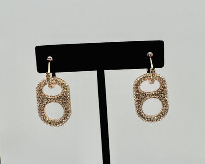  Luxe Rose Crush Floating Poptab Earrings front view with rhinestones 