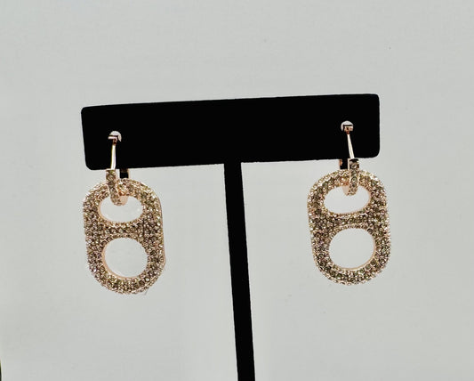  Luxe Rose Crush Floating Poptab Earrings front view with rhinestones 