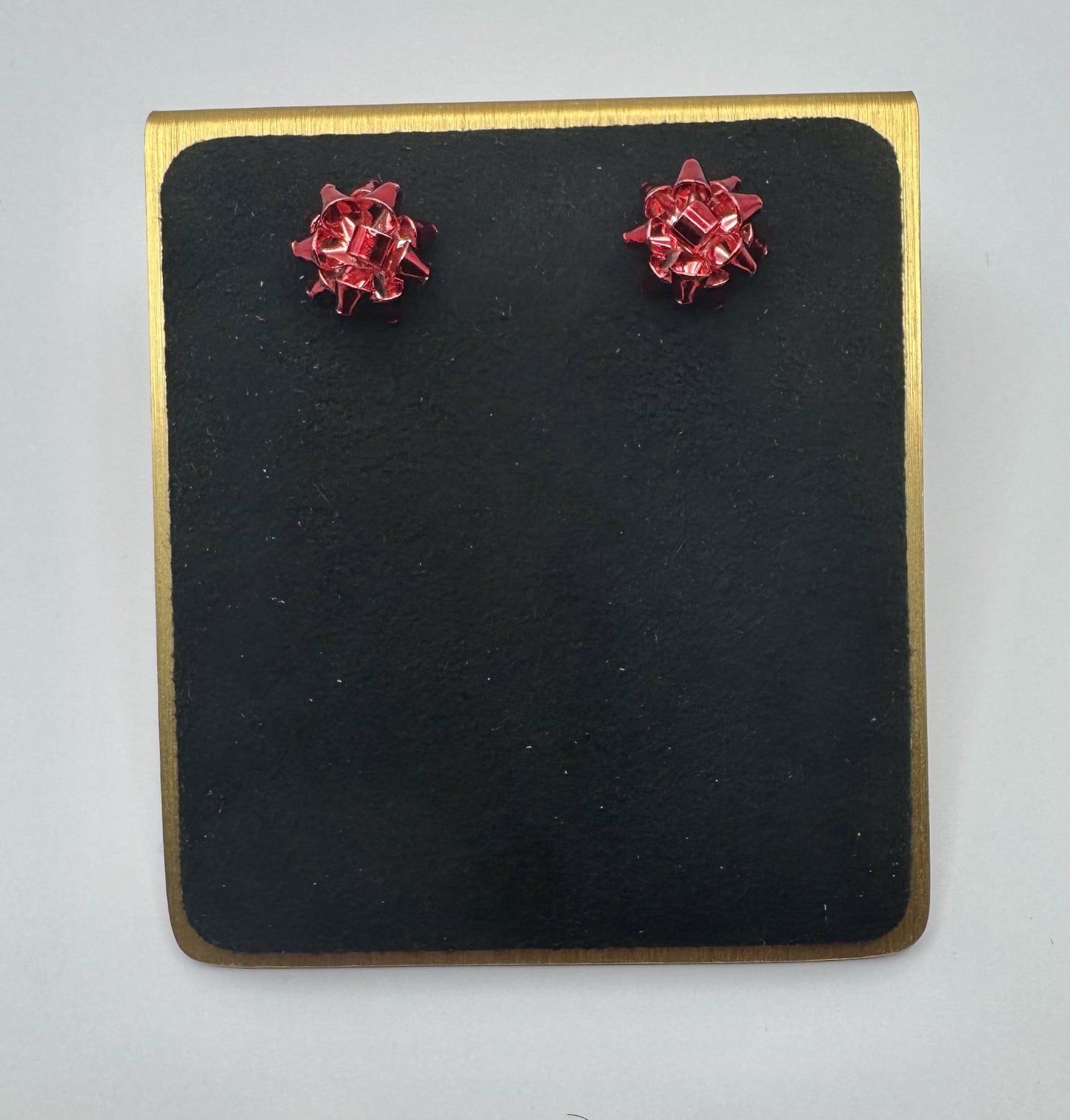 Metallic Bow Post Earrings in Silver, Gold, Red and Green