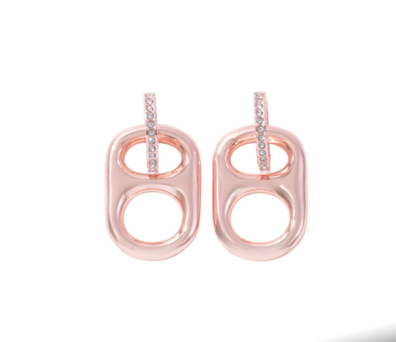 Luxe Rose Gold Poptab and Rhinestone Huggie Hoop Earrings by Tab~ulous™