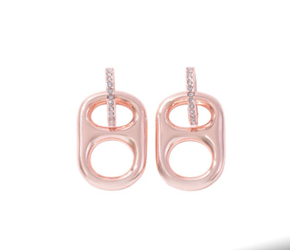 Luxe Rose Gold Poptab and Rhinestone Huggie Hoop Earrings by Tab~ulous™