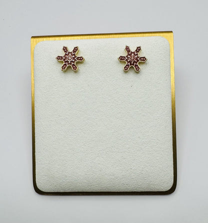 Red Snowflake Earrings with Gold Painted Highlights