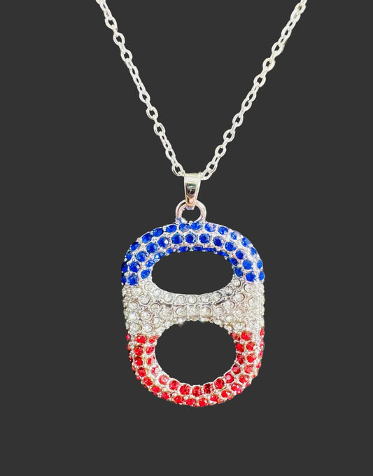 Tab~ulous Liberty Luxe Ombre Pop Tab Necklace red white blue rhinestones gold tone
