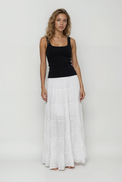 Ethereal Tiered Cotton Maxi front view
