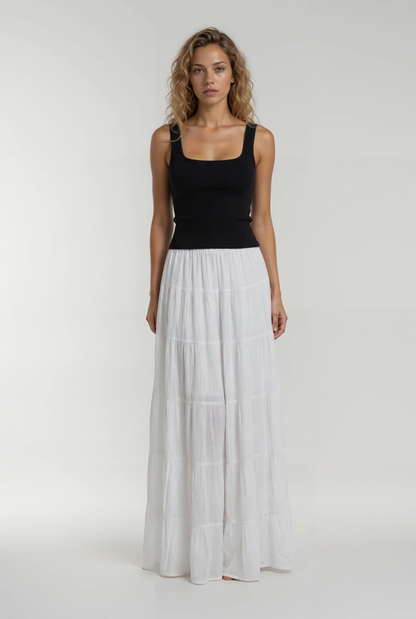 Ethereal Tiered Cotton Maxi front view Boho