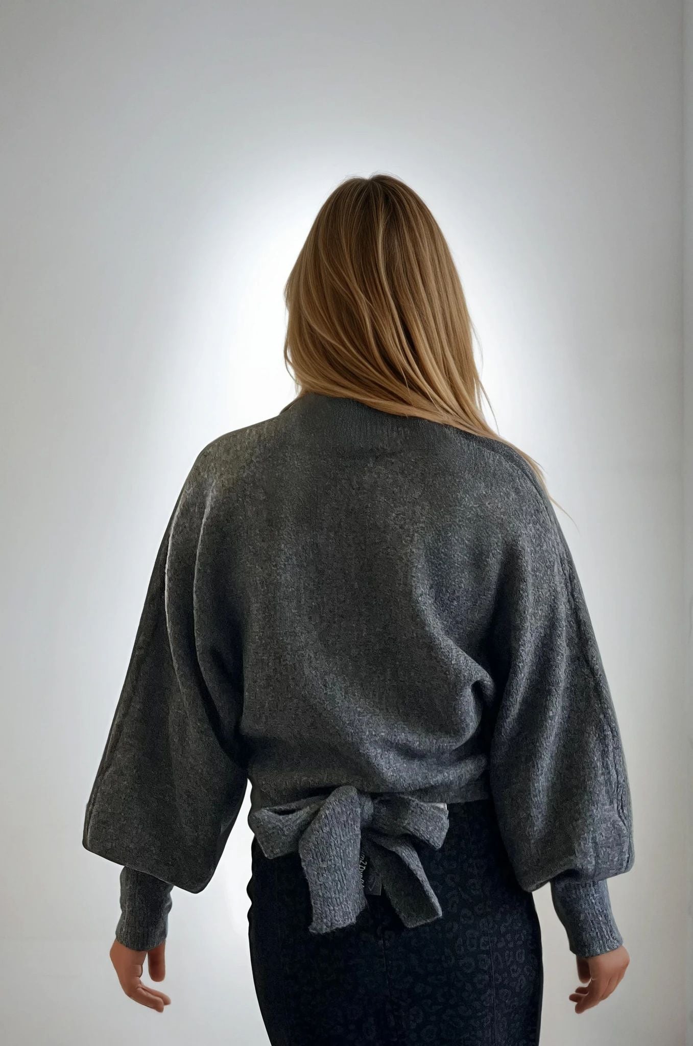 The Betty Sweater - Charcoal Long Dolman Sleeves