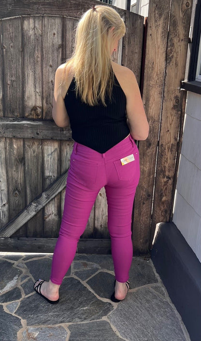 Berry-licious Mid Rise Hyperstretch Skinny in Regular and Plus Size Full Run