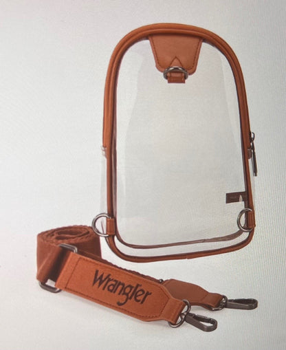 Wrangler Howdy Purse ~ Clear Sling Bag Clutch Removable and Adjustable Cross Body, Chest and Shoulder Bag - Comes in Brown and Black