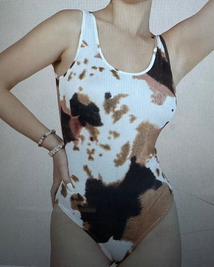 Allure Tank Bodysuit ~  Cow or Skull Print