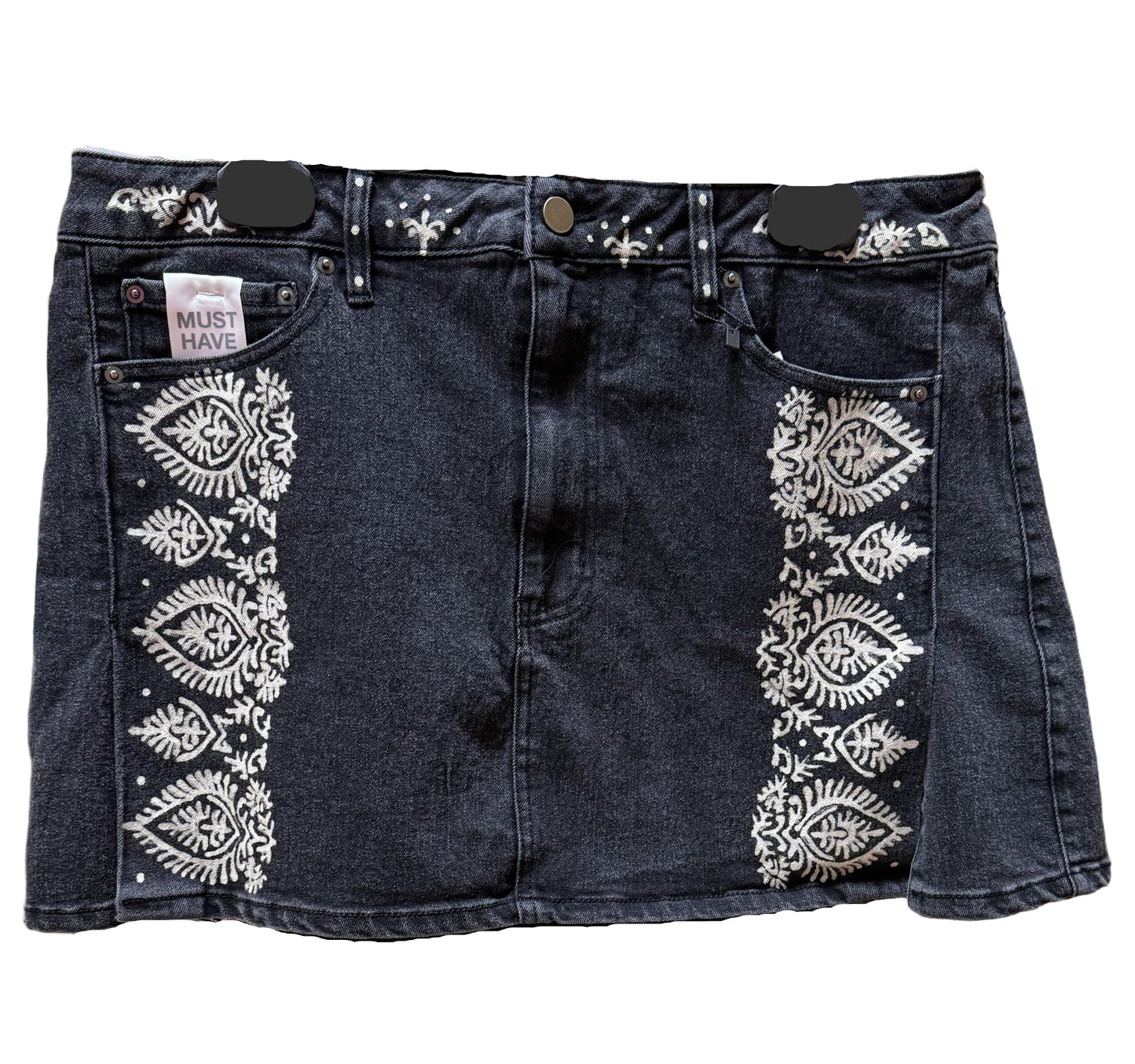 Mandala Lotus Side-Slit Mini Skirt – hanleached  Black for Women