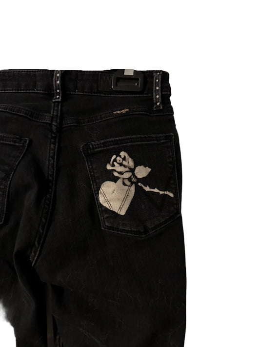 Wrangler High Rise Flares Hand Bleached Roses Size 0/30 New