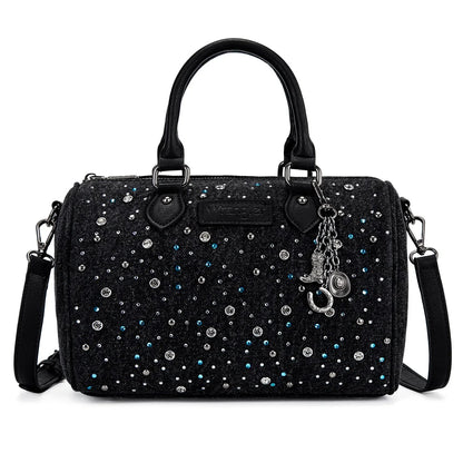 Wrangler rhinestone cowgirl denim Western barrel crossbody bag BLACK
