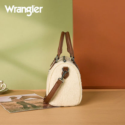 Wrangler cowgirl barrel handbag with dual top handles SIDE VIEW