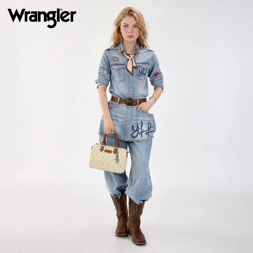 Sparkly Wrangler Western denim crossbody handbag for women MODEL