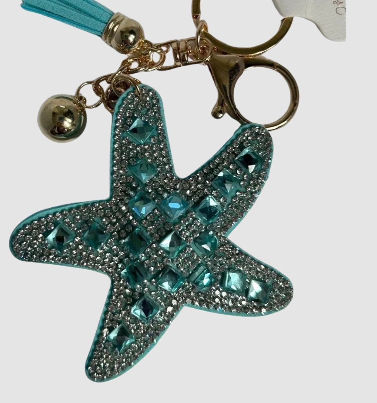 Starfish Keychain with Rhinestones in Blue and Pink