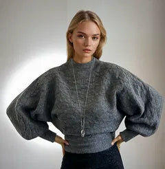 The Betty Sweater - Charcoal Long Dolman Sleeves
