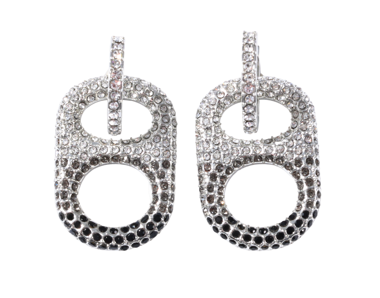 5.	Black, Grey, and Clear Rhinestone Earrings – lightweight statement jewelry
