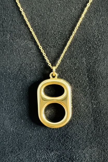 Reversible gold back pop tab necklace smooth finish detail.&nbsp;&nbsp;