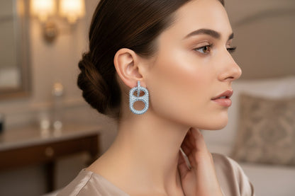 Luxe Cornflower Blue Rhinestones Pop Tab Earrings by Tab~ulous™