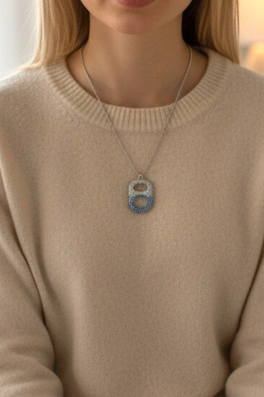 Coastal Wave Blue Ombre Signature Floating Poptab Necklace by Tab~ulous™
