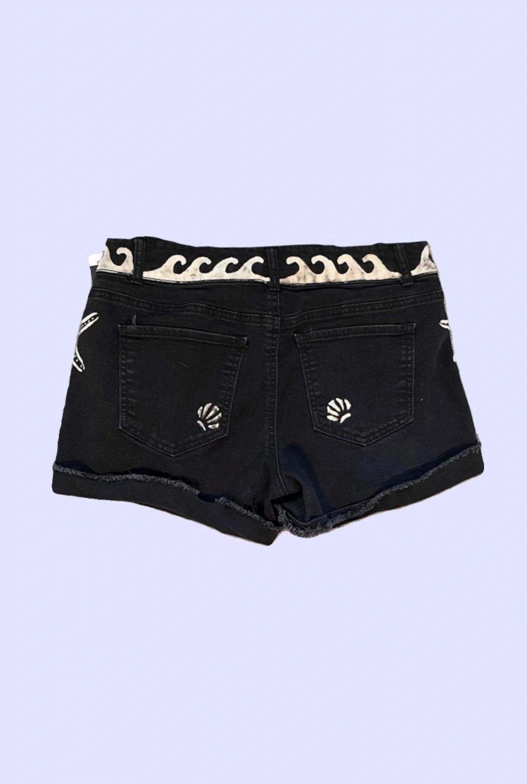 Starfish and Wave Black Shorts