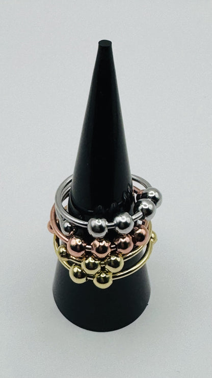 The Calm Ring: A Sensory Adjustable Fidget Ring - White Copper Plated with Gold, Rose Gold or Silver Plating